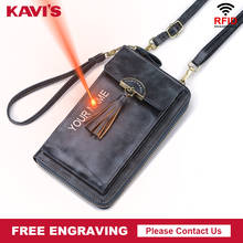 KAVIS-Mini bolso de hombro cruzado para mujer, Cartera de mano femenina con bolsillo para teléfono móvil, a la moda, con broche de cuero y grabado de nombre 2024 - compra barato