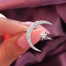 2019 New Fashion Ring Moon & Star Dazzling Open Finger Ring For Women Girls Jewelry Pure Wedding Engagement Jewelry Gifts 2024 - buy cheap