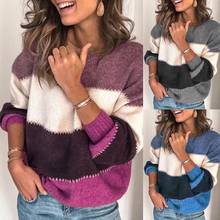 Fashion Women Striped Sweater Autumn Winter O Neck Long Sleeve Loose Sweater 2024 - buy cheap