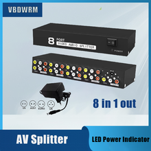 8 Port AV Splitter 8 way Video Audio Splitter Switcher Box RCA AV splitter 1X8 CVBS RCA video audio Distributor Splitter 2024 - buy cheap