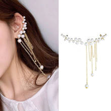 Pearl Tassel Clips Earrings for Women Fashion Asymmetrical Personality Earring Korean Style Temperament Jewelry Accessories 2024 - buy cheap