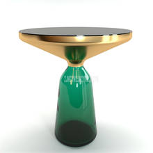 Mesa de té de cristal de lujo nórdico de 50cm, diseño de pata de botella de vidrio translúcido creativo, mesa de centro de té redonda moderna para sala de estar S 2024 - compra barato