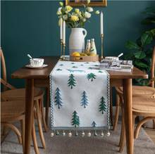 Small tree forest deer jacquard table flag For Dining Table Wedding Party Christmas Cake Floral Soft Tablecloth Decorat 2024 - buy cheap