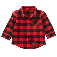 Красная клетчатая рубашка, топ для малышей, детей, топы с длинным рукавом для маленьких мальчиков и девочек 2024 - купить недорого