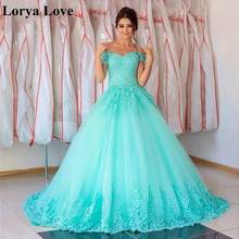Light Blue Quinceanera Dresses 2020 Ball Gown Tulle Off Shouder Fluffy Gowns Formal Party Ceremony Graduation Long Prom Dress 2024 - buy cheap