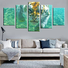 HD Print Water Ferocious Tiger Picture Poster Canvas Painting 5 Panel Living Room Bedroom Wall Art Mural 2024 - buy cheap