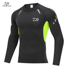 Daiwa camiseta esportiva masculina de secagem rápida, camiseta para pescaria, corrida, fitness, manga comprida, base elástica 2024 - compre barato