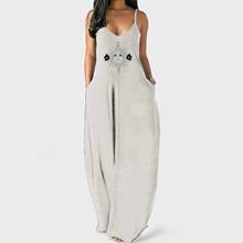 Women's Summer Long Dresses Loose Sun Sexy Spaghetti Straps Maxi Dress Casual Plus Size Sleeveless V-neck Beach Pockets Dress 2024 - buy cheap