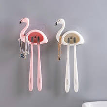 1PC Toothbrush Holder Storage Rack Flamingo Shaped Stand Sucker 2 Position Suction Hooks Wall Mounted Bathroom Accessories 2024 - buy cheap