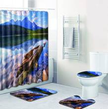Scenic Printed Bath Mat and Shower Curtain Set Microfiber Soft Toilet Foot Mat Bathroom Shower Mat Carpet Rugs for Bathroom Set 2024 - buy cheap