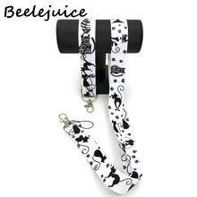 1set Black cat Neck Strap hand Lanyard suit keychain Wristlet Mobile Phone Strap ID Holder Key Chain Keyrings Accessories Gifts 2024 - buy cheap