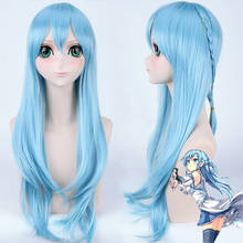 Halloween Cosplay Fancy Wig Sword Art Online Asuna Fairy Dance COS Aqua Blue Straight Hair Long Curly Hair Wig Cosplay Wigs 2024 - buy cheap