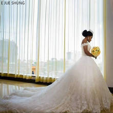 E SHUNG JUE o Laço Branco Apliques vestido de Baile Vestidos de Casamento Beading Lace up Voltar Vestidos de Casamento Vestidos de Noiva 2024 - compre barato