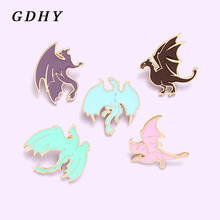 GDHY Dinosaur Pterosaur Brooches Custom Fire dragon Enamel Pins Bag Clothes Lapel Pin Badge Animal Jewelry Gift for Friends 2024 - buy cheap