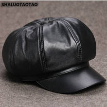 SHALUOTAOTAO Winter Trend Thermal Sheepskin Leather Newsboy Caps For Woman Fashion Brands Genuine Leather Hat Leisure Sports Cap 2024 - buy cheap