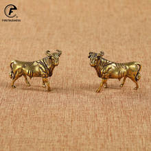 Antique Copper Zodiac Cute Cow Statue Ornaments 1 Pair Vintage Solid Brass Animal Miniature Figurine Tea Pet Desk Decoration 2024 - buy cheap