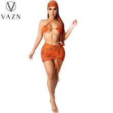 VAZN 2021 Sexy European and American Women's New Split-Type Tie - Up Swimsuit Four-Piece Headband Set 2024 - buy cheap