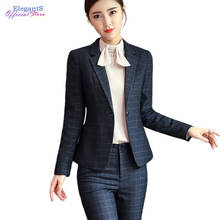 ANTI-WRINKLE Formal Women Suits Plaid Design Office Lady Business Work 2 Piece Blazer Set Autumn Winter Pantsuits Female 2020 2024 - buy cheap