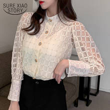 French Lace Shirt Women's Autumn and Winter Shirt 2021 Spring Women's Standing Collar Long Sleeve with Mesh Bottom Coat 12957 2024 - buy cheap