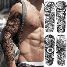 Pegatinas impermeables de tatuaje temporal de manga grande para brazo, reloj, brújula, engranaje, rosa, Flash, tatuajes masculinos, arte corporal, tatuaje falso para mujeres 2024 - compra barato