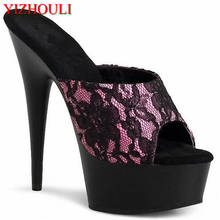 Fashion mesh, 15cm heels, summer stage models, club pole dancing sandals 2024 - buy cheap