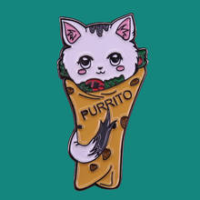 Broche de burrito de gato purrito, broche fofo para coletar broche de esmalte, jóias da moda para homens e mulheres, presente, mochila, colarinho, crachás de metal 2024 - compre barato