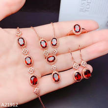 KJJEAXCMY boutique jewels 925 Sterling Silver Natural Garnet Girl Bracelet Pendant Necklace Earring Ring 4 Piece Set Support Det 2024 - buy cheap