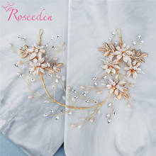 Handmade Romantic Wedding Headbands Gold Hair Band Pearl Bridal Pageant Head Pieces For Women Tiaras Jewelry RE3784 2024 - buy cheap