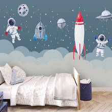 Custom Size Cartoon Mural 3D Hand Painted Space Rocket Boy Girl Children Room Bedroom Background Photo Wallpaper Wall Covering 2024 - buy cheap