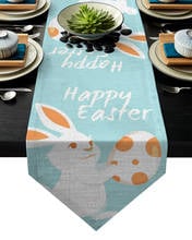 Easter Cute Bunny Easter Egg Happy Easter  Table Runner Christmas Hotel Wedding Dinner Party Table Decoration 2024 - buy cheap