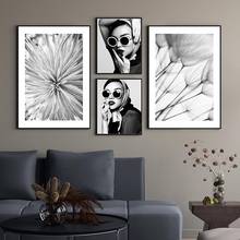 Fashion Wall Art Black White Woman Print Sexy Female Poster Dandelion Canvas Art Beauty Wall Pictures Painting Modern Home Decor 2024 - buy cheap
