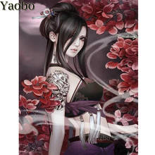 Алмазная живопись 5D «сделай сам», японская женская Алмазная мозаика с цветами вишни, полный квадратный круглый стразы 2024 - купить недорого