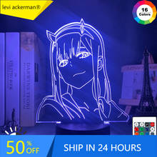 Lámpara 3d de Anime para niños y niñas, luz nocturna de Zero Two, decoración de dormitorio, regalo de Manga, Darling In The Franxx 2024 - compra barato