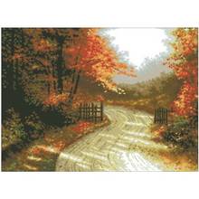 Autumn tree-lined trail patterns counted 11CT 14CT Cross Stitch Set DIY Chinese Cross-stitch Kit Embroidery Needlework Home Deco 2024 - buy cheap