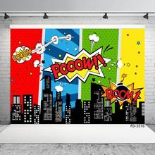 Comics Superhero Backdrop Cartoon City Building Background Children Boys Birthday Party Portrait Photography Photo Studio Props 2024 - buy cheap