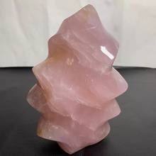 Mokagy pedras de chama mineral para cura 1 peça, com cristais de decorações de quartzo rosa natural 600g-1000g 2024 - compre barato