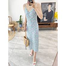 Women Dress Spring/Summer 2020 New Dress Fashion Casual Floral Print Suspenders Midi Dress 2024 - buy cheap