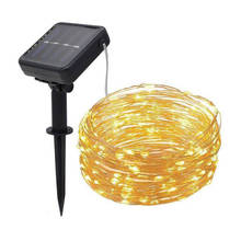 Led solar luz do jardim led fio de cobre luz led lâmpada de fadas luzes da corda festa de natal do feriado guirlanda pátio à prova dlight água luz 2024 - compre barato