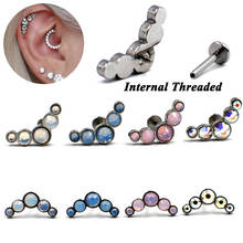 4PCS G23 Titanium&Surgical Steel Internally Threaded Opal Gem Ear Tragus Cartilage Earring Labret Stud Body Piercing Jewelry 16g 2024 - buy cheap