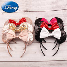 Disney-tocado de Minnie Mouse para niña, juego de simulación, diadema de lentejuelas con orejas de Mickey, diademas de princesa, juguetes para niños, regalo 2024 - compra barato