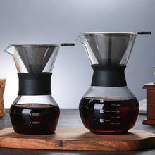 Chaleira de café em vidro com filtro de aço inoxidável, chaleira quente para café com filtro de aço inoxidável 300/600ml 2024 - compre barato