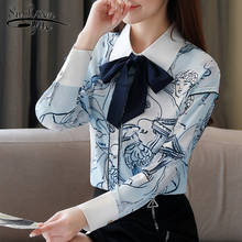 Women Spring Fashion 2020 Long Sleeve Print Shirt  Vintage Bow Chiffon Blouse Elegant Office Lady Tops Blusas 8388 50 2024 - buy cheap