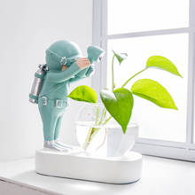 Astronauta diver série verde planta hidropônica, recipiente de vidro de operações hidropônicas, mini vaso de decoração criativo de mesa de casa 2024 - compre barato