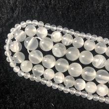 Wholesale Natural Selenite stone Cats Eye Beads,White Calcite Selenite Beads 6mm 8mm 10mm Loose Beads Full Strand.1 of 15"strand 2024 - buy cheap