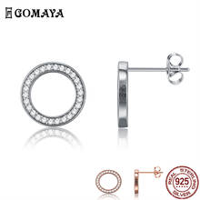 GOMAYA Authentic 925 Sterling Silver Stud Earrings For Women Shining Zircon Circle Earings Fine Jewelry Wedding Gift Hot Selling 2024 - buy cheap