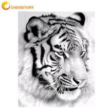 CHENISTORY Frame Tigers Animals DIY Painting By Numbers Black White Calligraphy Painting Acrylic Paint On Canvas For Home Decor 2024 - buy cheap