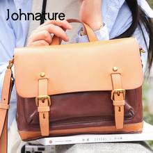 Johnature Vintage Luxury Genuine Leather Handbag 2022 New Fashion Commuter Women Bag Nature Cowhide Large Capacity Shoulder Bags 2024 - buy cheap