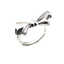 Anéis brilhantes com laço para mulheres, cristal claro de cz brilhante anéis para mulheres 925 prata esterlina joias para meninas acessórios de anéis atacado 2024 - compre barato