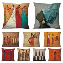 African Art Women Print Pillowcase Abstract Figure Painting Cushion Decorative Pillow Home Pillow Decoration Cushions 17*17inch 2024 - buy cheap