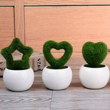 Plantas verdes artificiales en maceta, bonsái de simulación de flocado, estrella de amor, flor falsa, Bola de hierba para decoraciones del hogar, adornos, regalos 2024 - compra barato